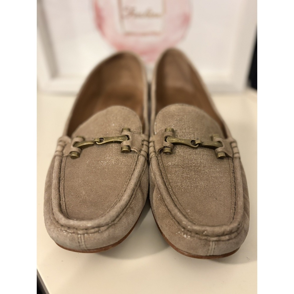 Donald J Pliner Filo Bit Driver Loafers Moccasins Gold Tan Quiet Luxury Sz 9.5 M
